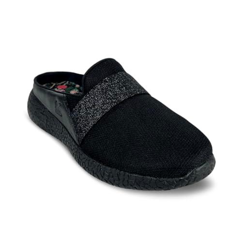 kazarmax women black shimmer clogs | mules -8 uk