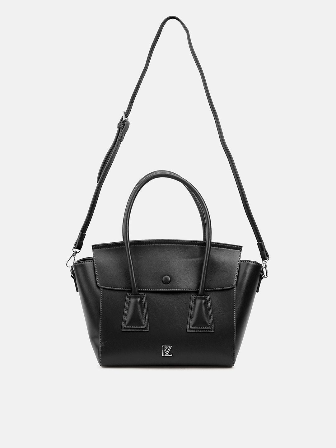 kazo black pu structured satchel