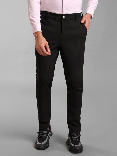 kazo black regular fit flat front trousers