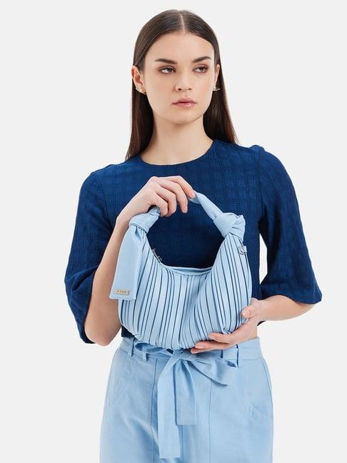 kazo blue synthetic textured hobo handbag