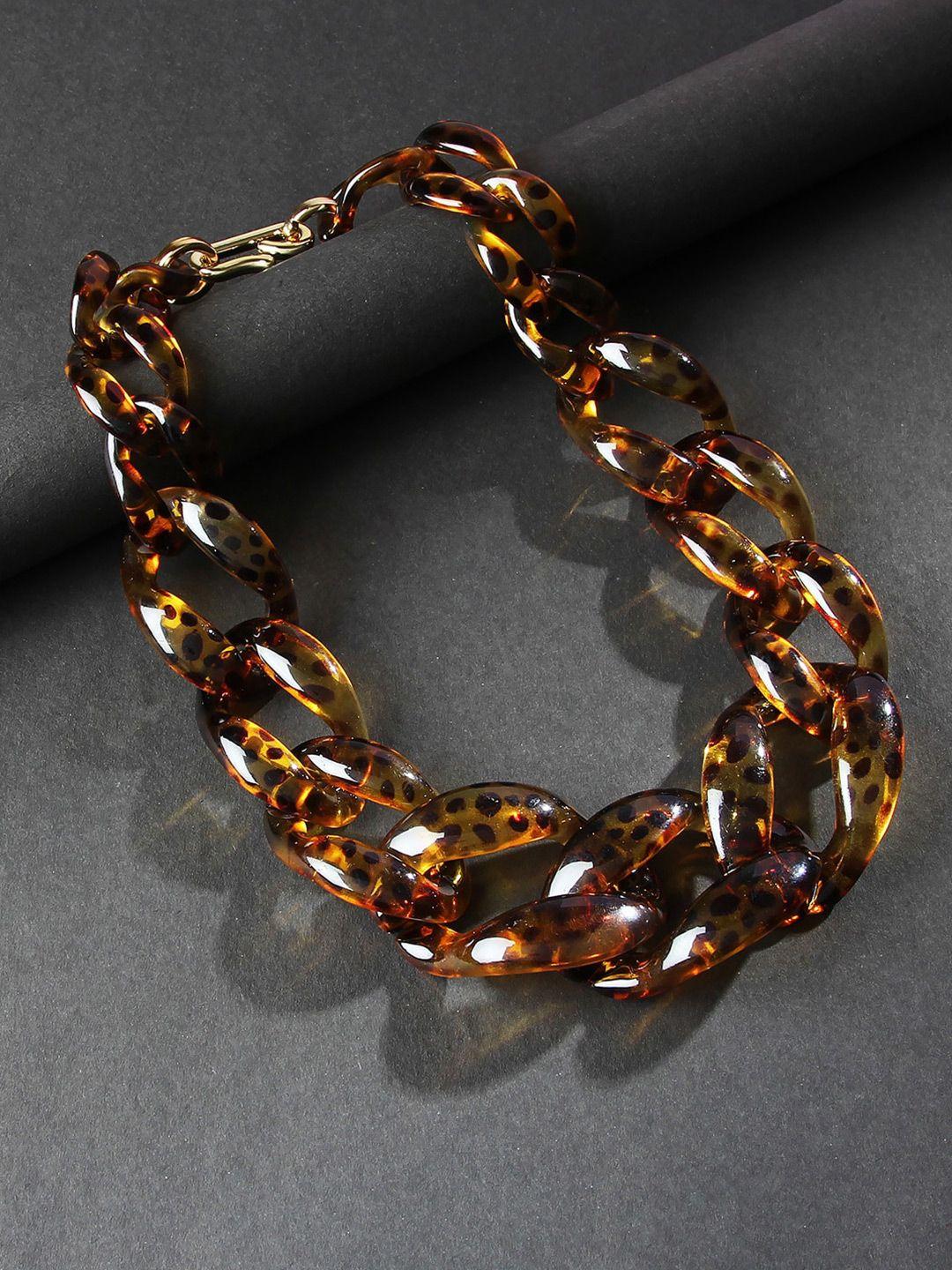 kazo brown animal print necklace