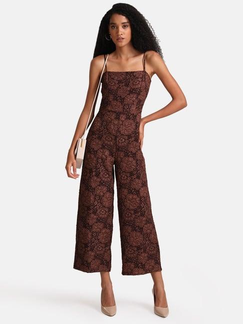 kazo brown floral print jumpsuit