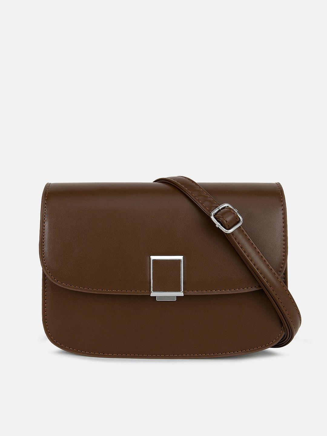 kazo brown pu structured sling bag