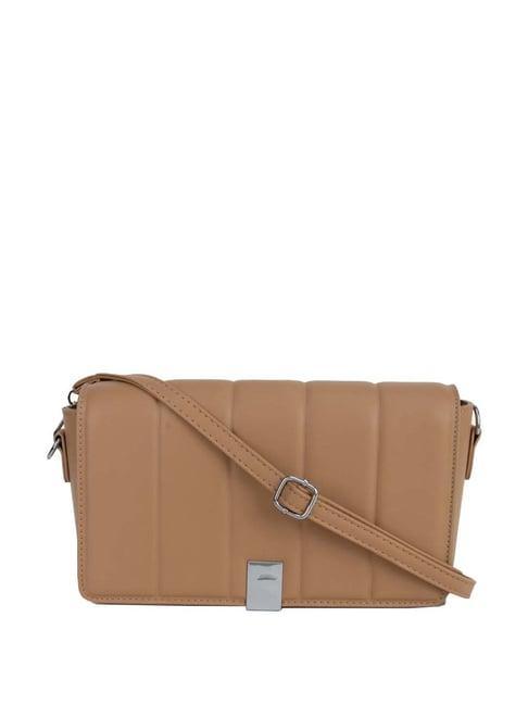 kazo brown quilted small sling handbag