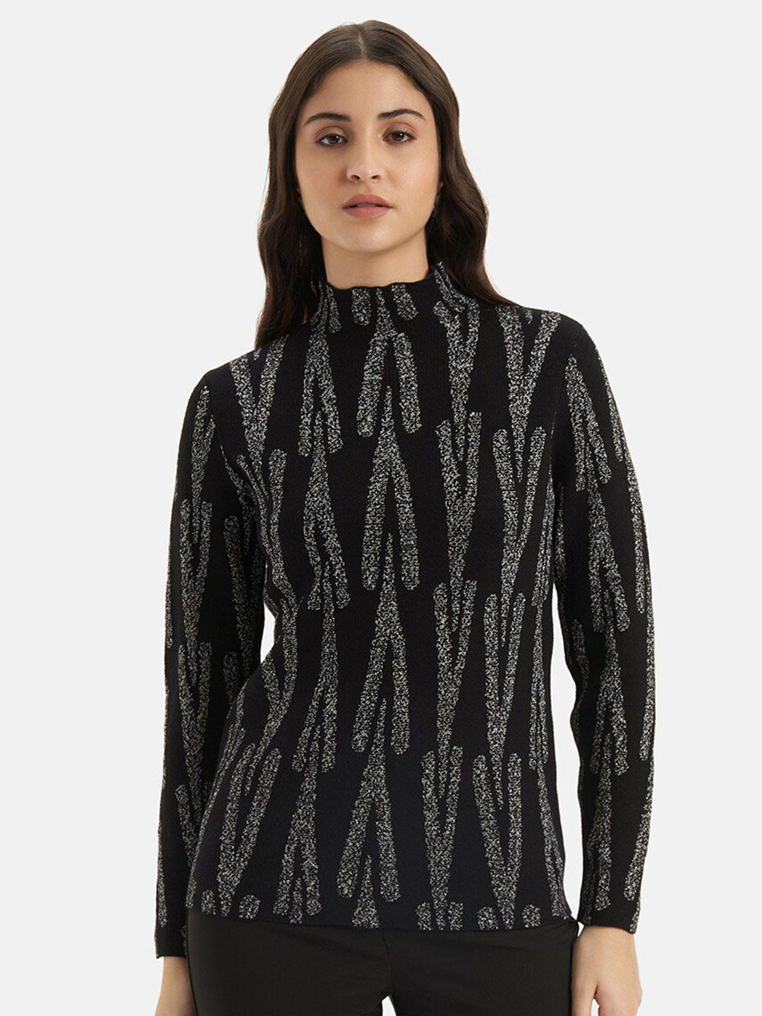 kazo chevron printed turtle neck pullover sweater