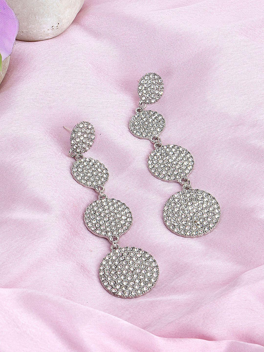 kazo contemporary circular diamonds studded drop earrings