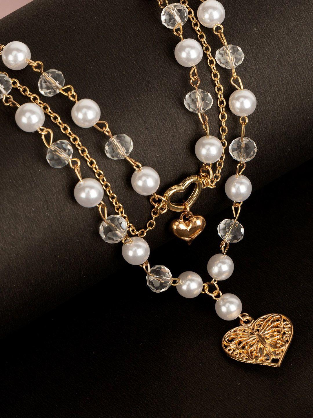 kazo gold plated pearl beaded layered necklace
