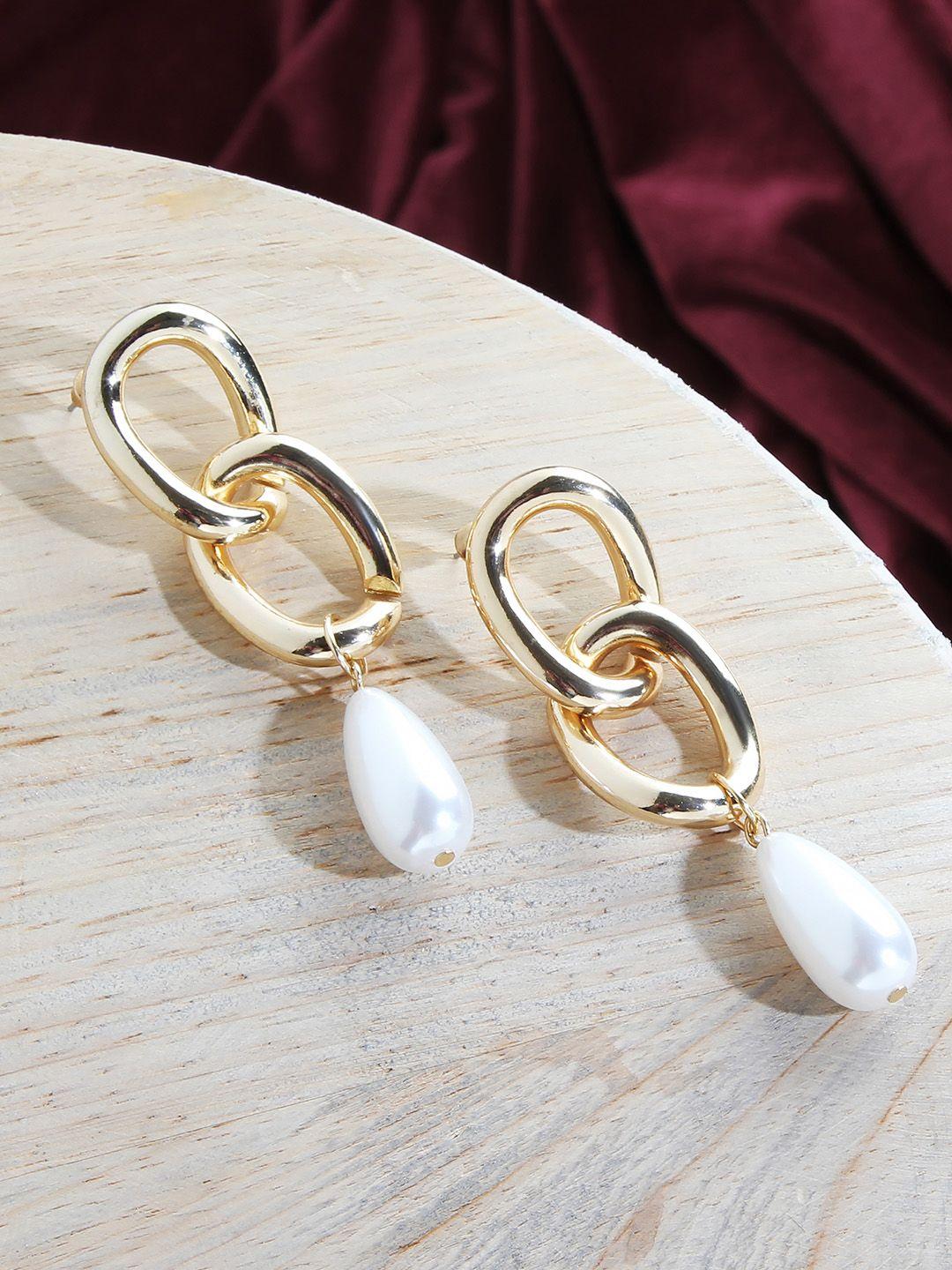 kazo gold-plated & white classic drop earrings