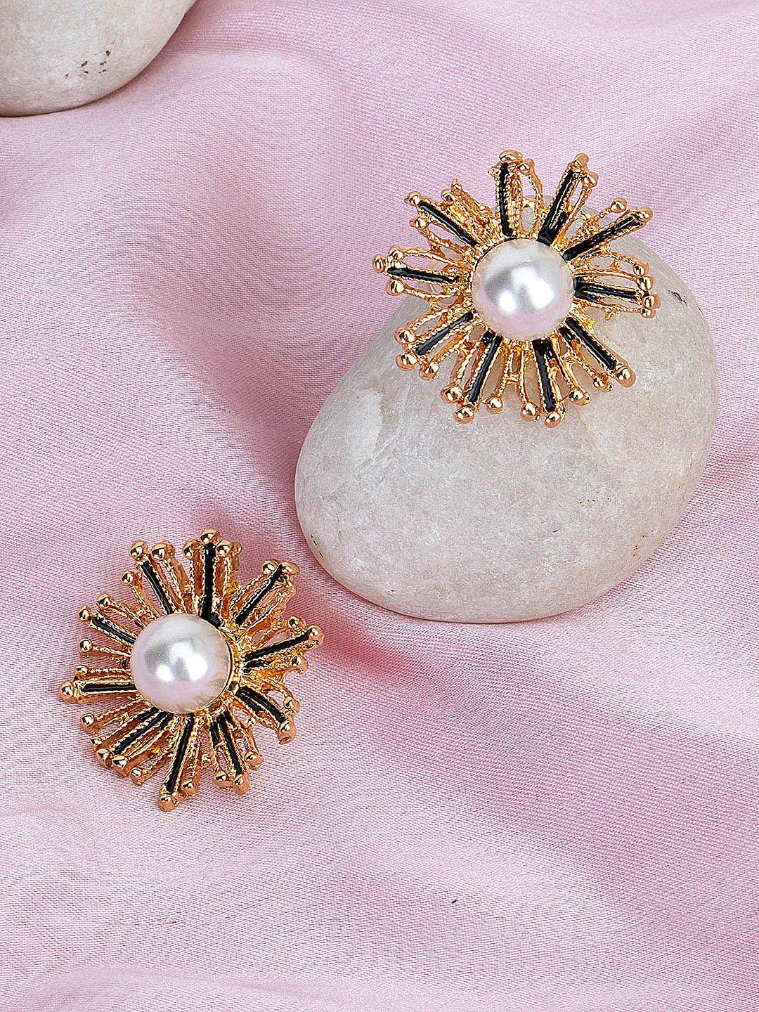 kazo gold-plated contemporary studs earrings