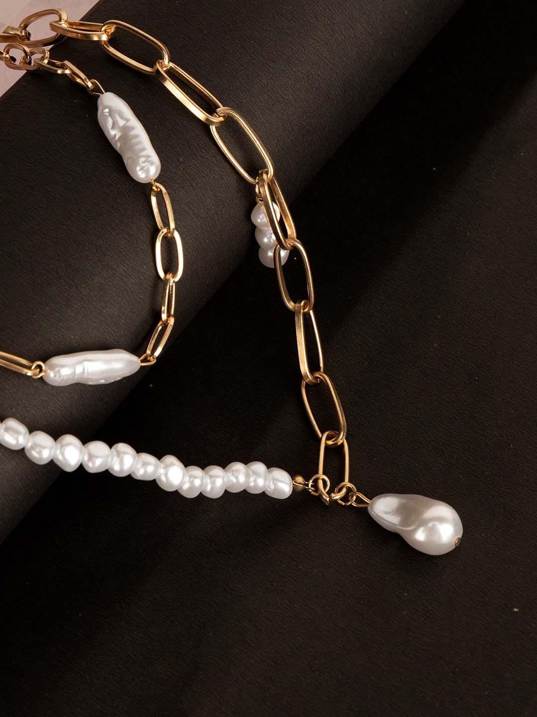 kazo gold-plated pearls layered necklace