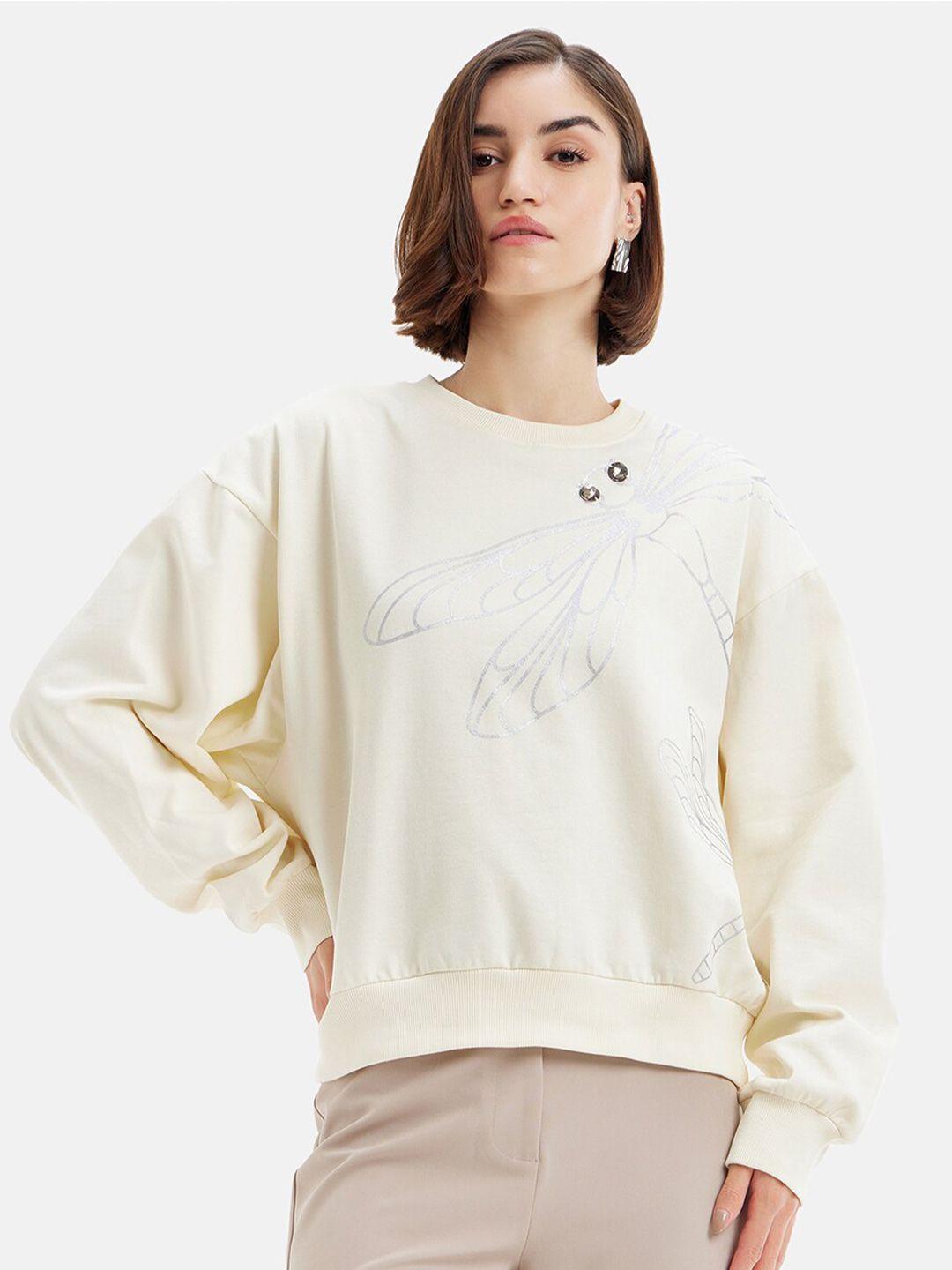 kazo graphic printed cotton pullover sweatshirt