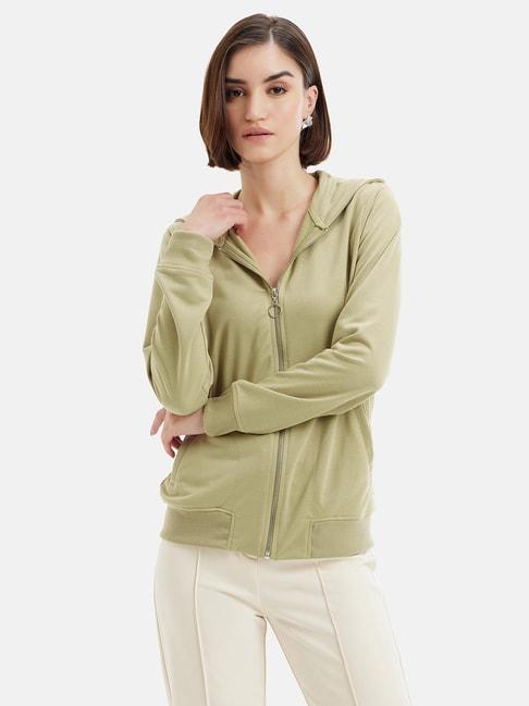 kazo light green regular fit hoodie