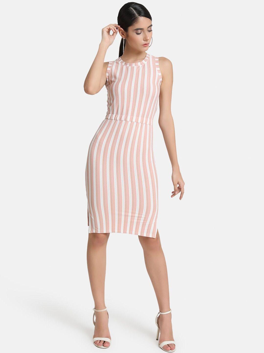 kazo pink striped sheath dress