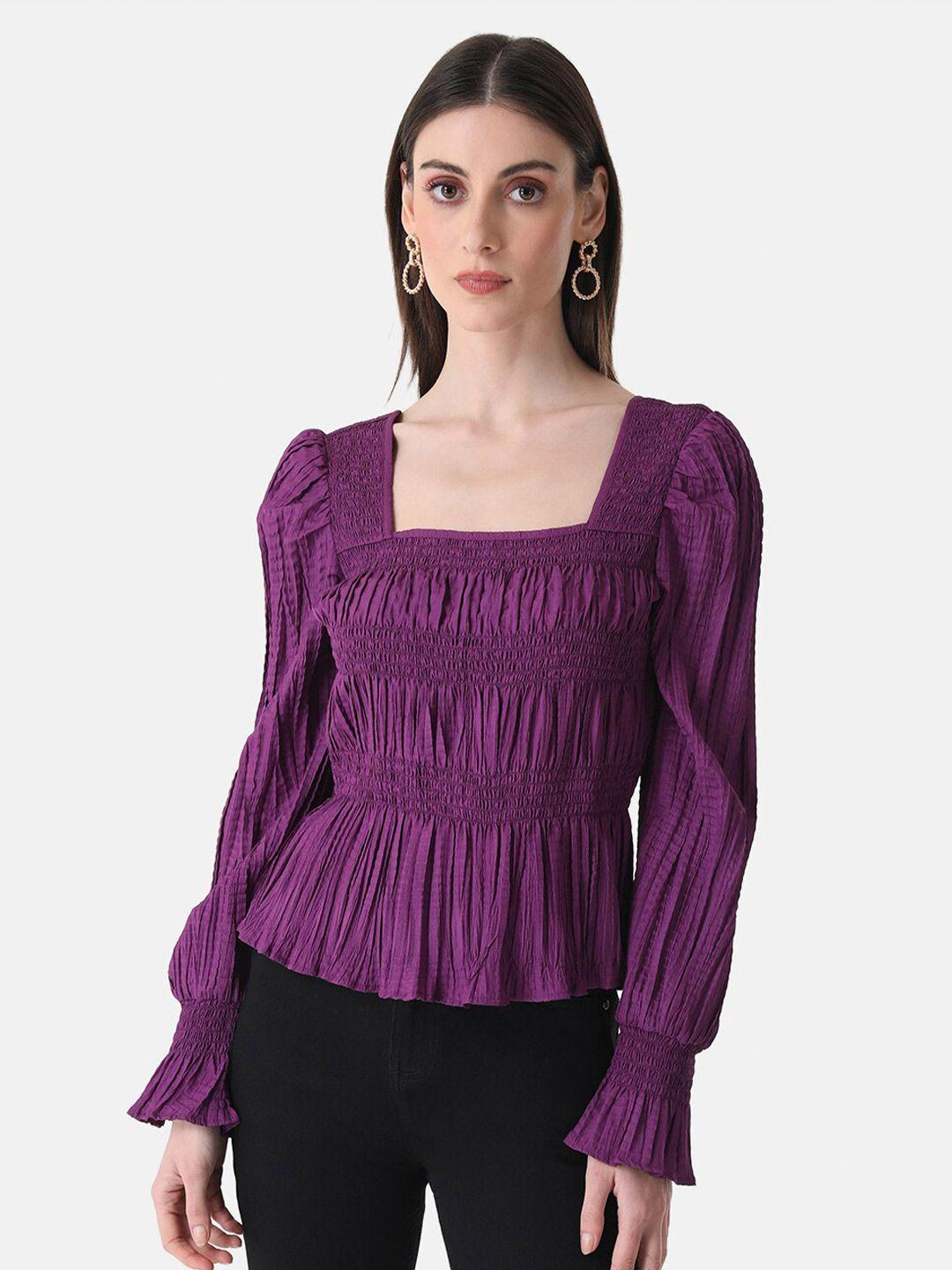 kazo puff sleeves square neck smocked top
