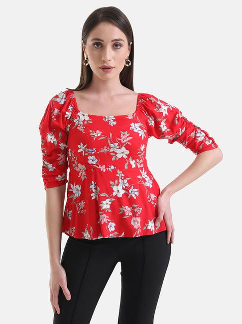 kazo ruched sleeve detail top