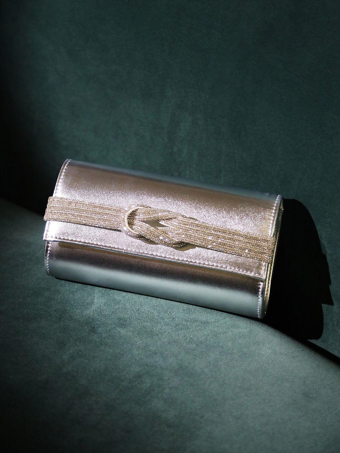kazo silver-toned embellished purse clutch