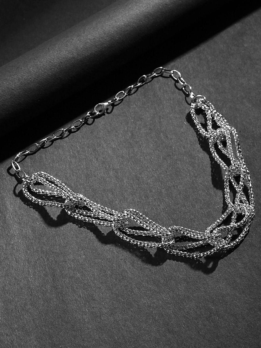 kazo silver-toned silver-plated interlocked necklace