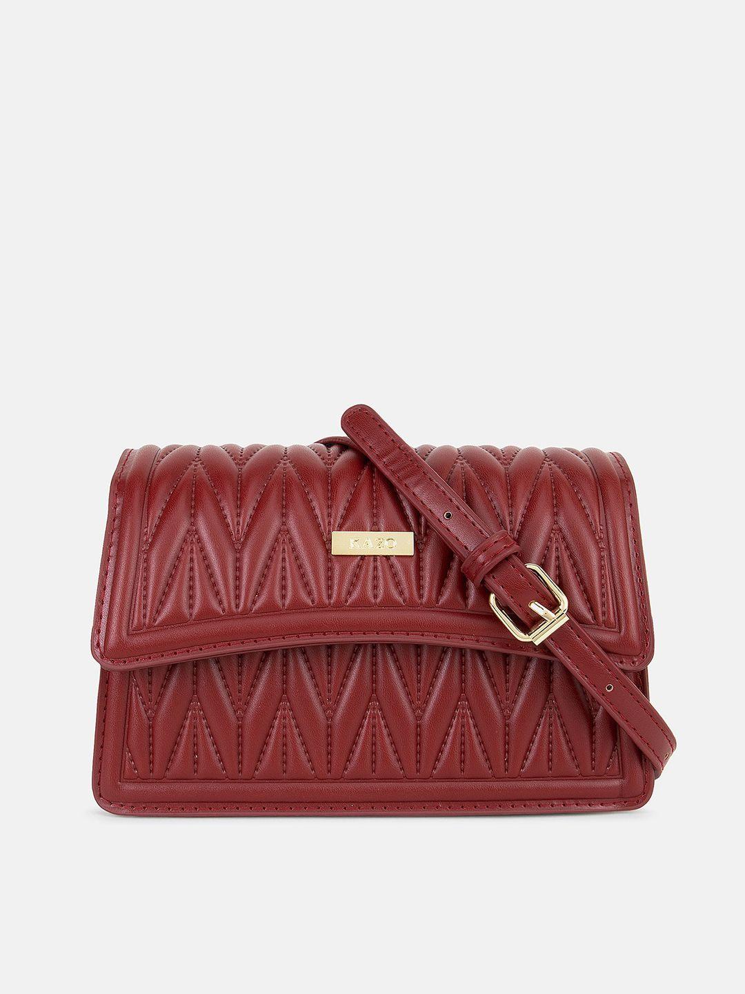 kazo textured pu structured sling bag with fringed