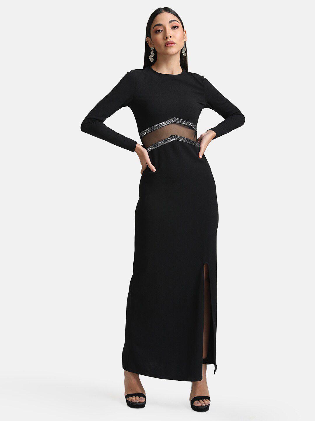 kazo women black embellished maxi maxi dress