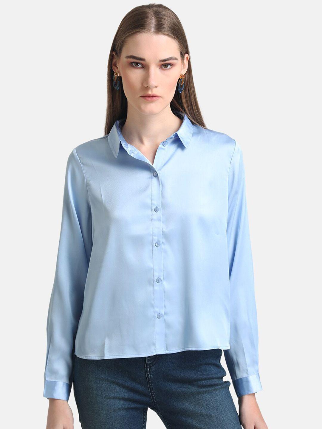 kazo women blue classic casual shirt
