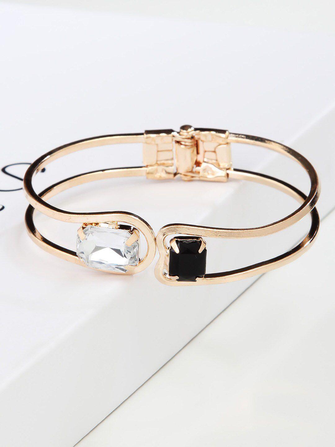 kazo women gold-plated & black cuff bracelet