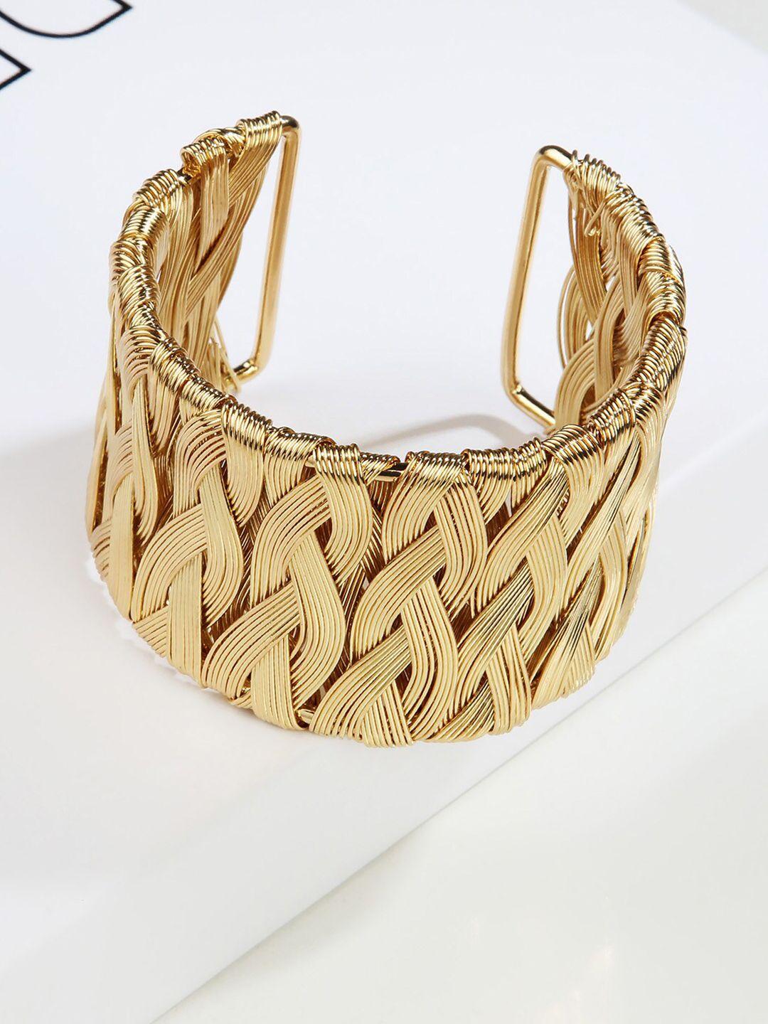 kazo women gold-plated & weaved metallic cuff bracelet