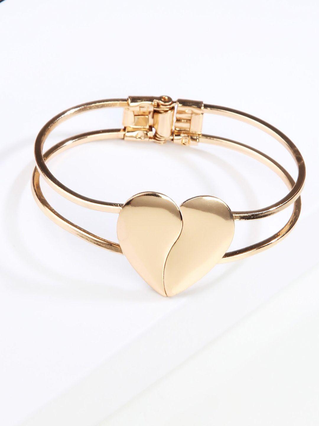 kazo women gold-plated heart lock cuff bracelet