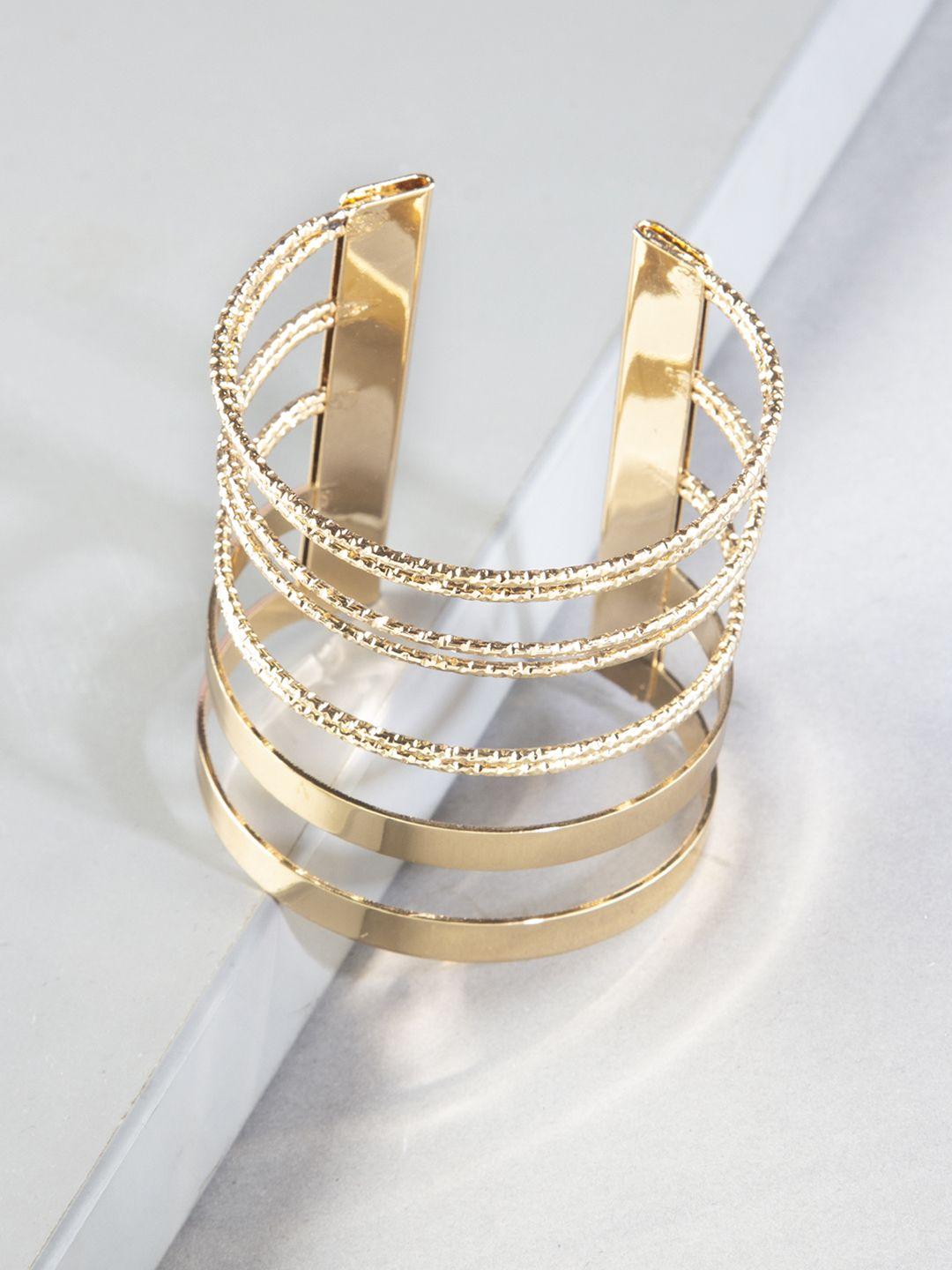 kazo women gold-plated metallic broad bangle-style bracelet
