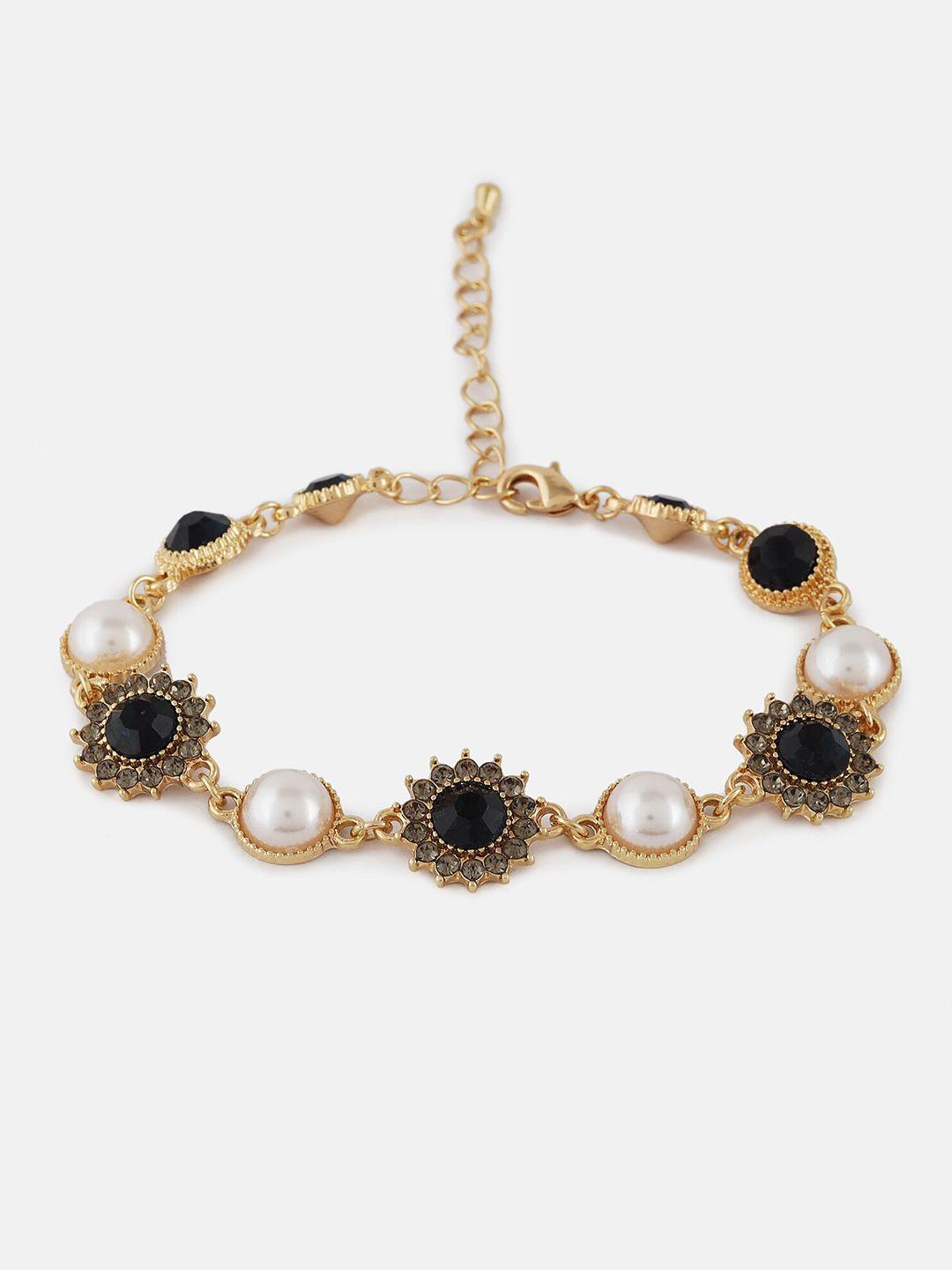 kazo women gold-toned & black handcrafted gold-plated link bracelet
