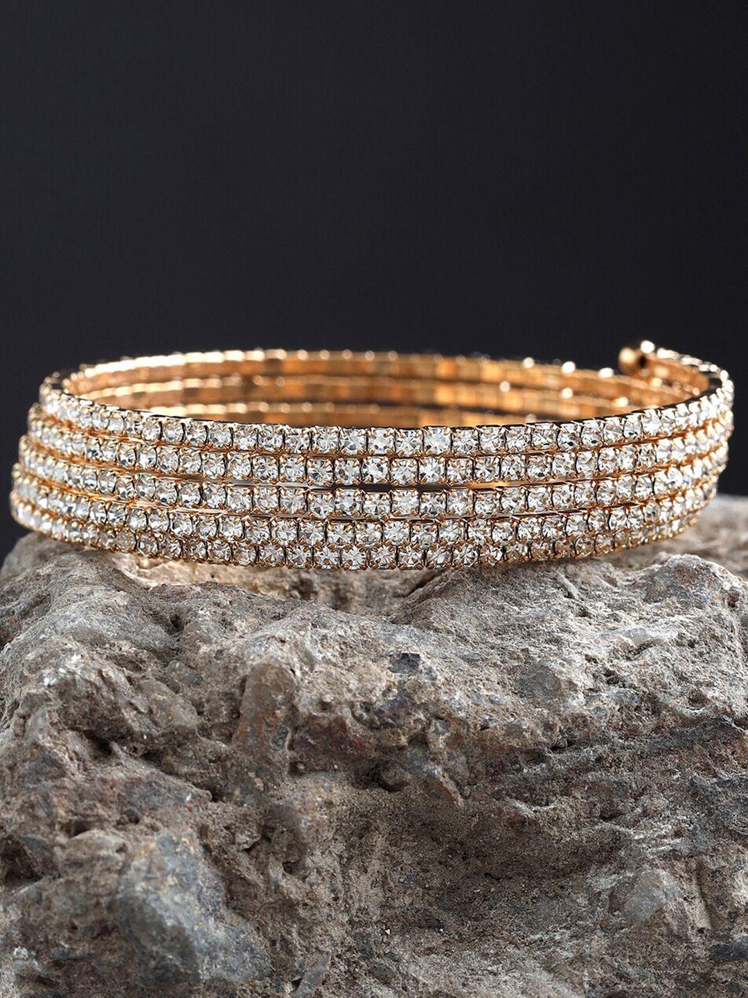kazo women gold-toned & white gold-plated bangle-style bracelet