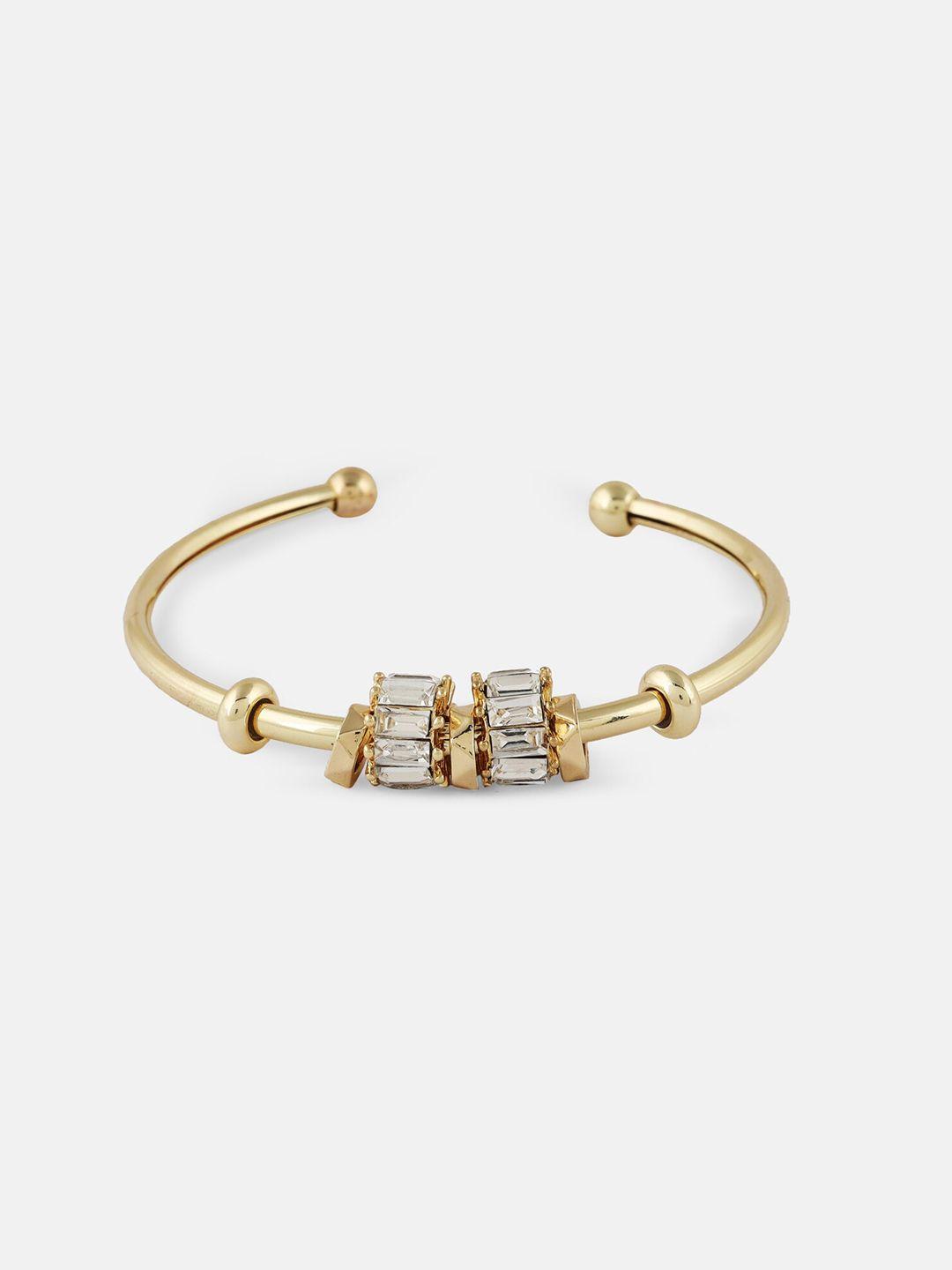 kazo women gold-toned & white gold-plated kada bracelet