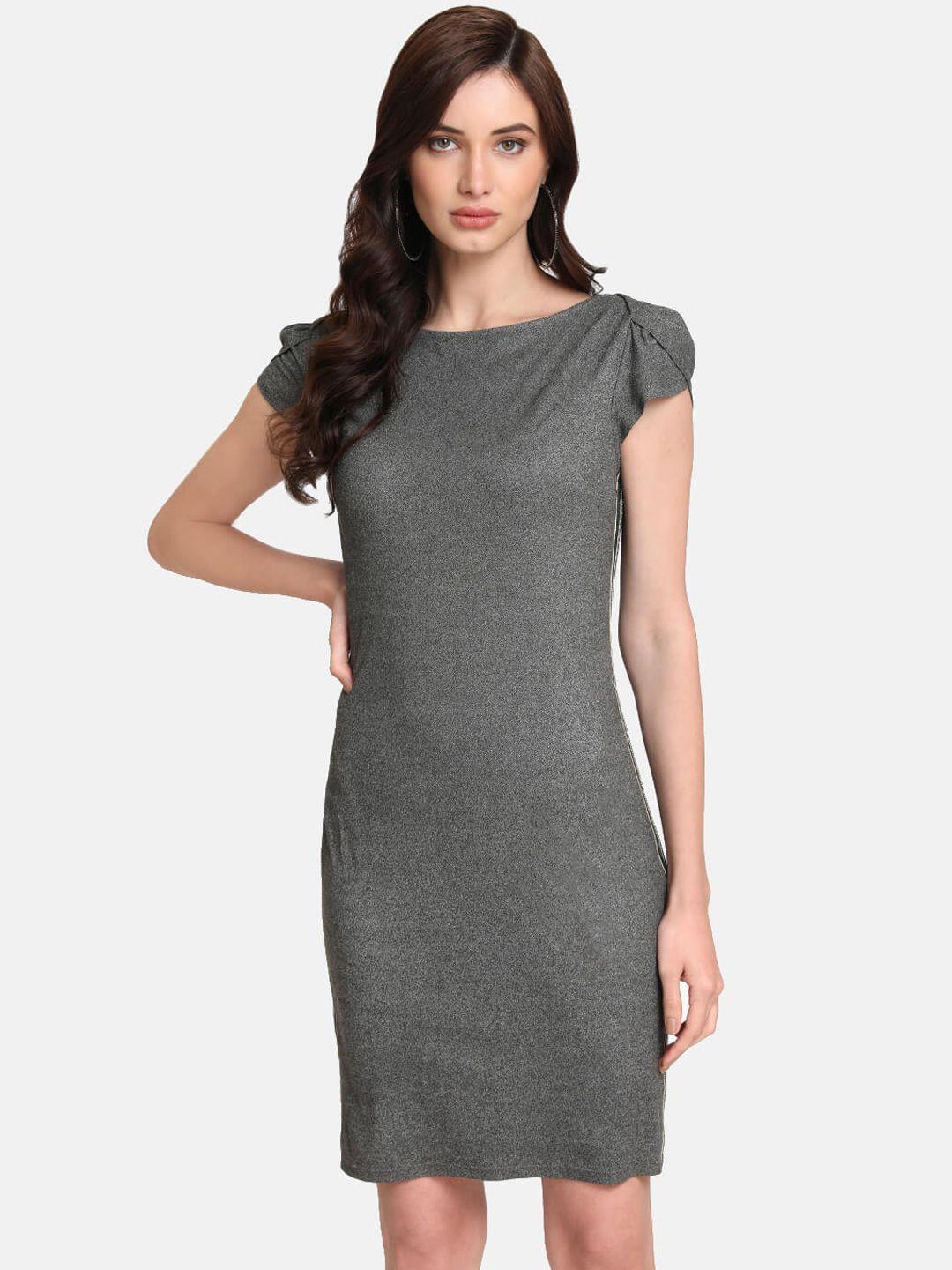kazo women grey solid sheath dress
