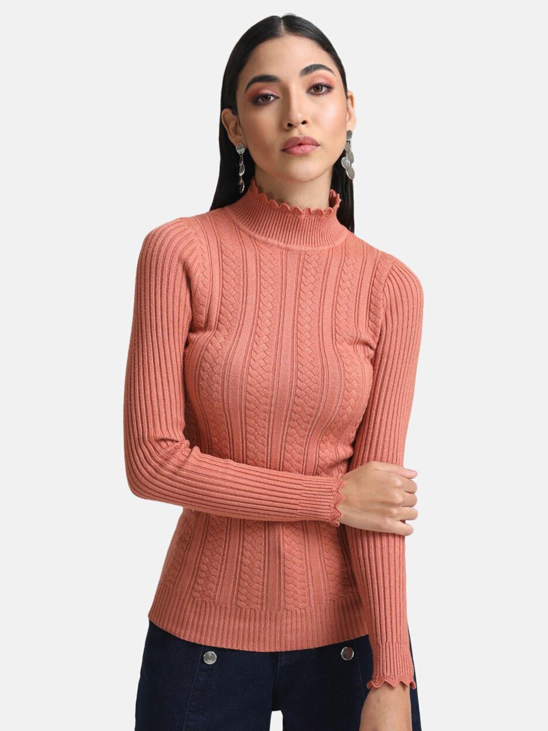 kazo women rust cable knit pullover