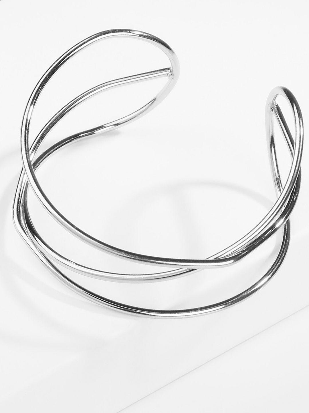 kazo women silver-plated overlap bangle cuff bracelet