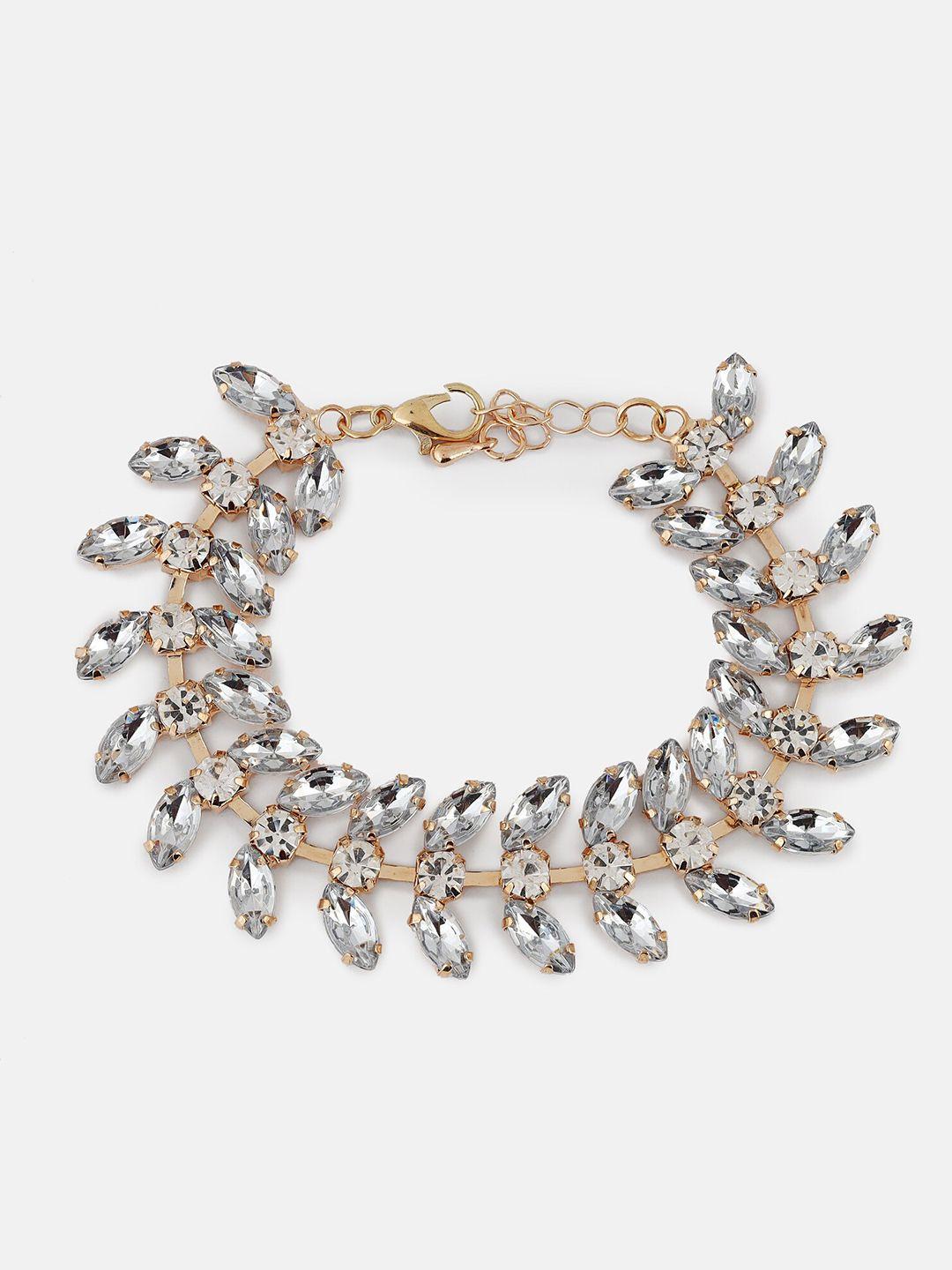 kazo women silver-toned & gold-toned silver-plated link bracelet