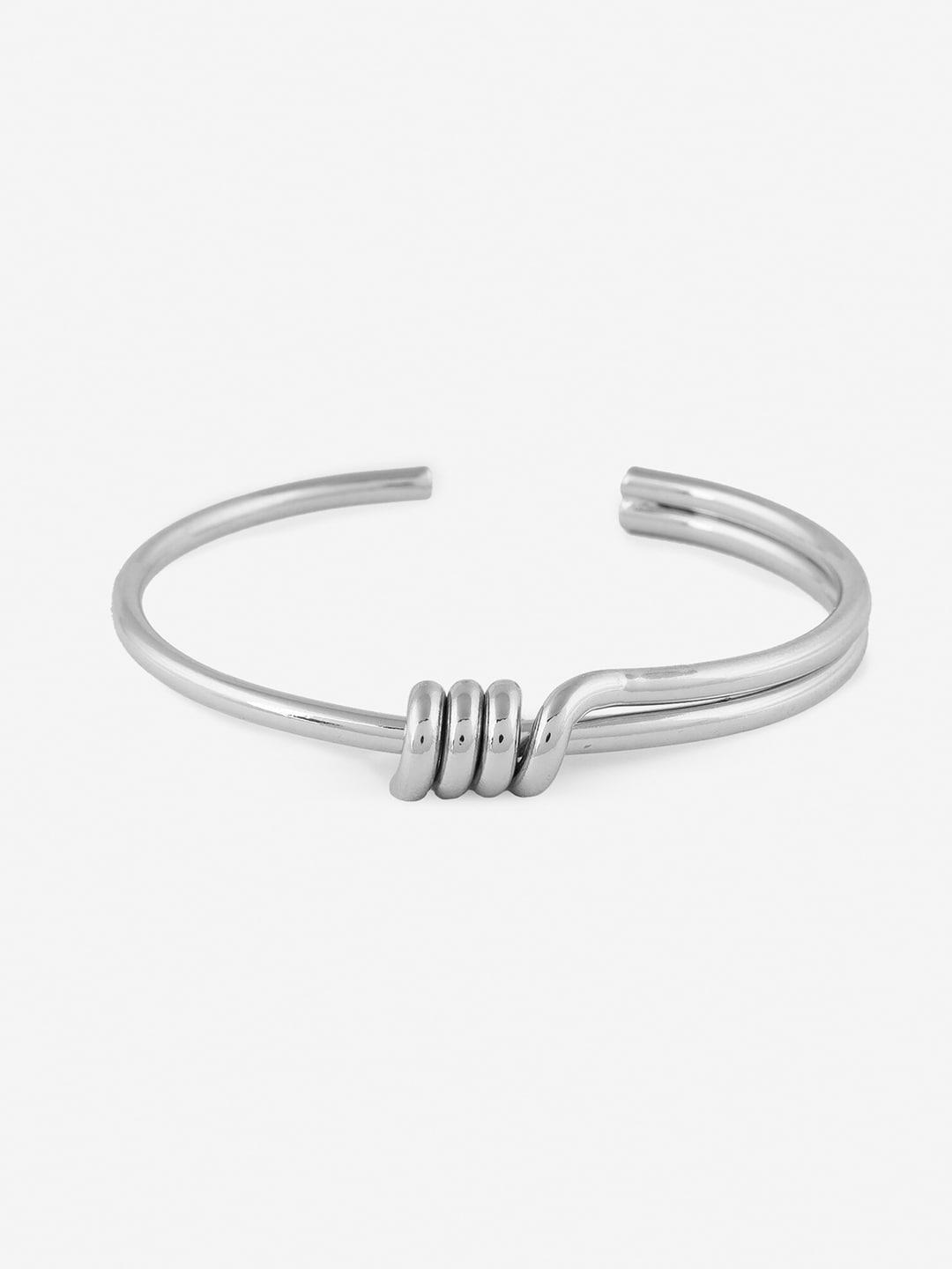 kazo women silver-toned silver-plated kada bracelet
