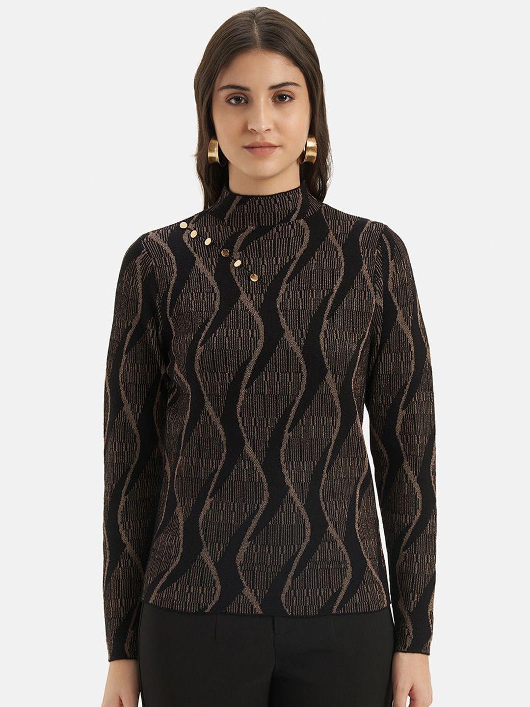 kazo abstract printed high neck pullover