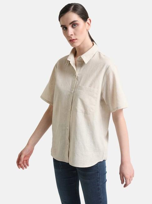 kazo beige casual shirt