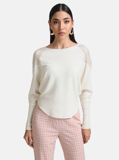 kazo beige cotton embellished pullover