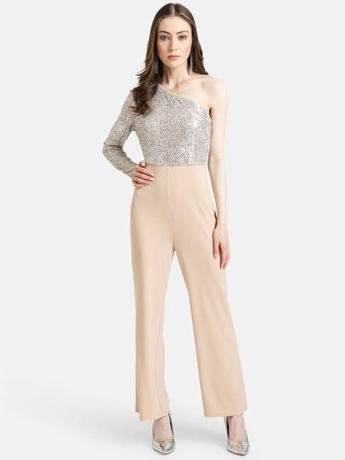 kazo beige embellished jumpsuit