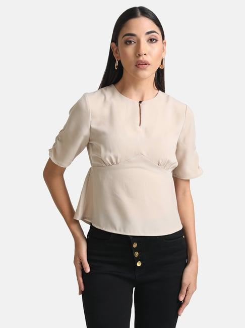 kazo beige peplum top