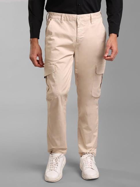 kazo beige regular fit cargos pant