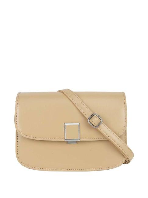 kazo beige solid small sling handbag