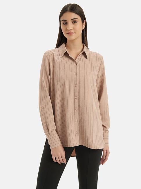 kazo beige striped shirt