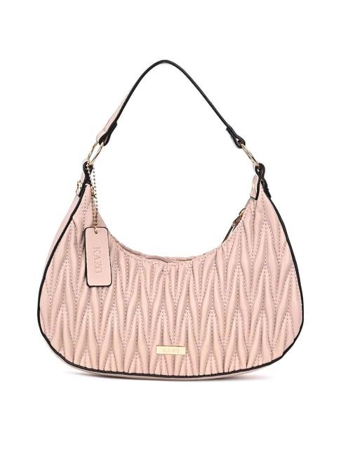 kazo beige textured medium hobo bag