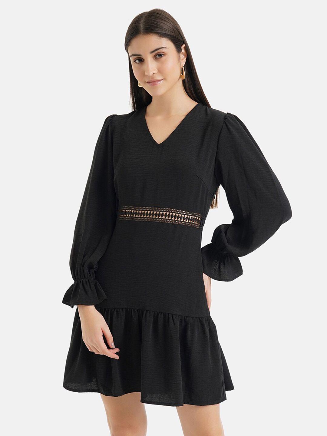 kazo bell sleeves tiered a-line mini dress