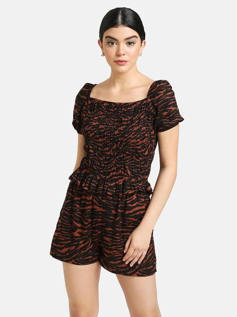 kazo black & brown printed top with shorts