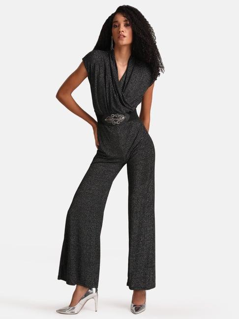 kazo black & silver textured jumpsuit