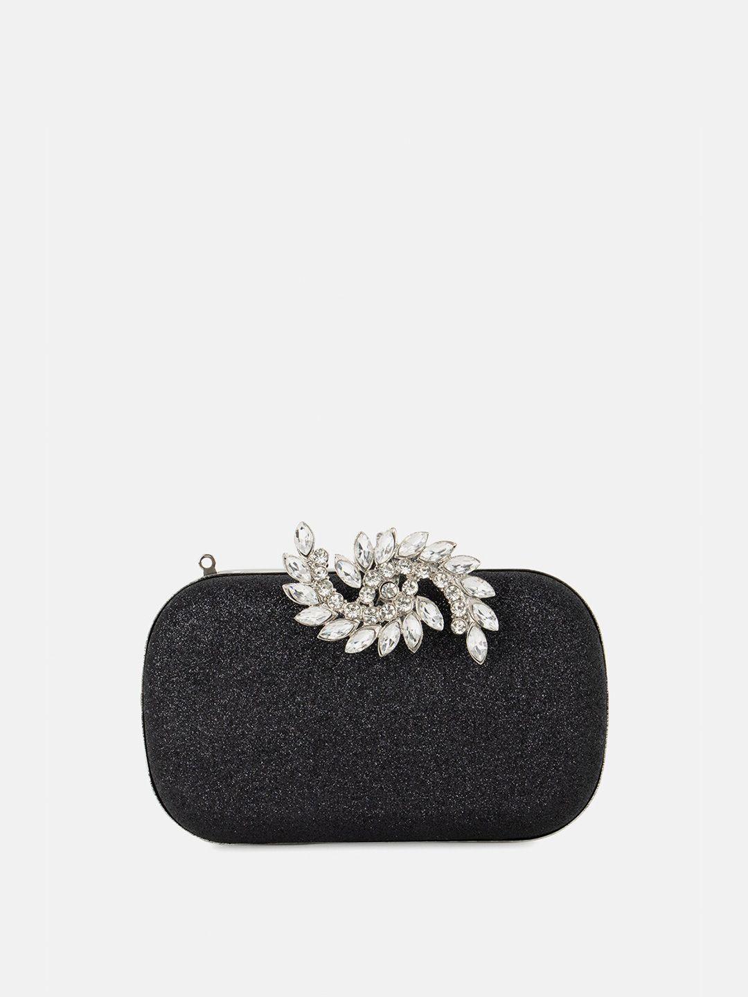 kazo black & white embellished box clutch