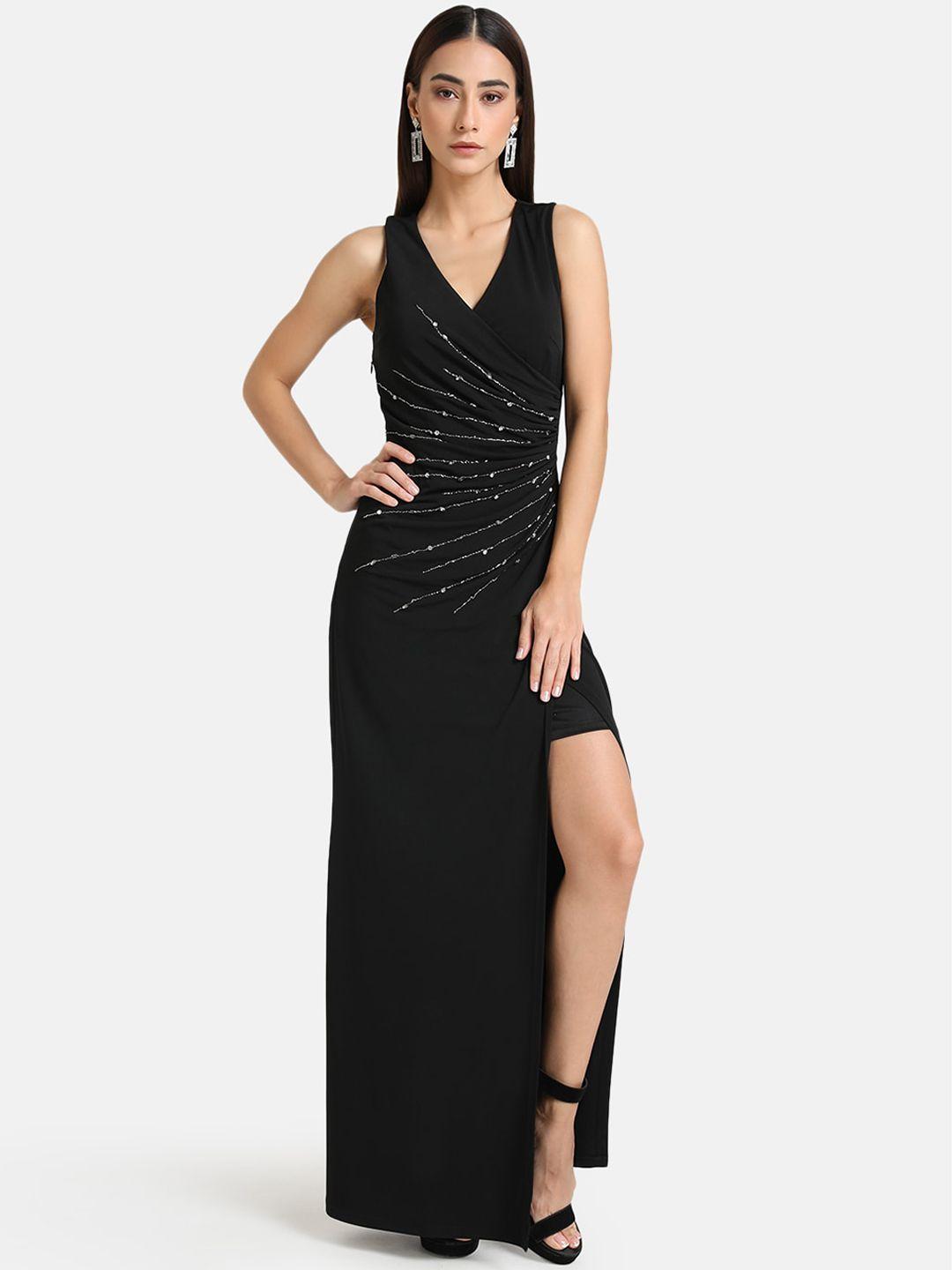 kazo black embellished maxi dress